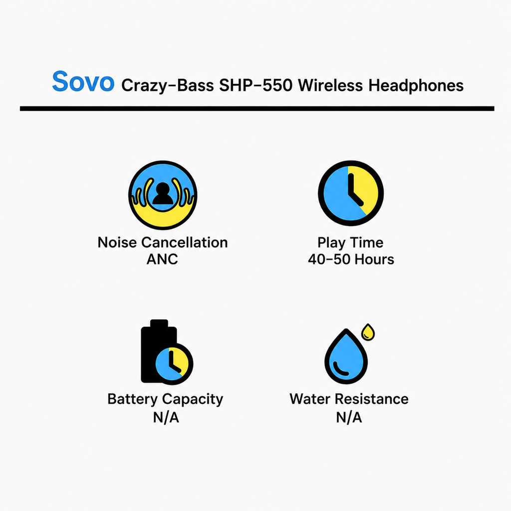 Crazy-Bass Wireless Headphones Long Battery Life