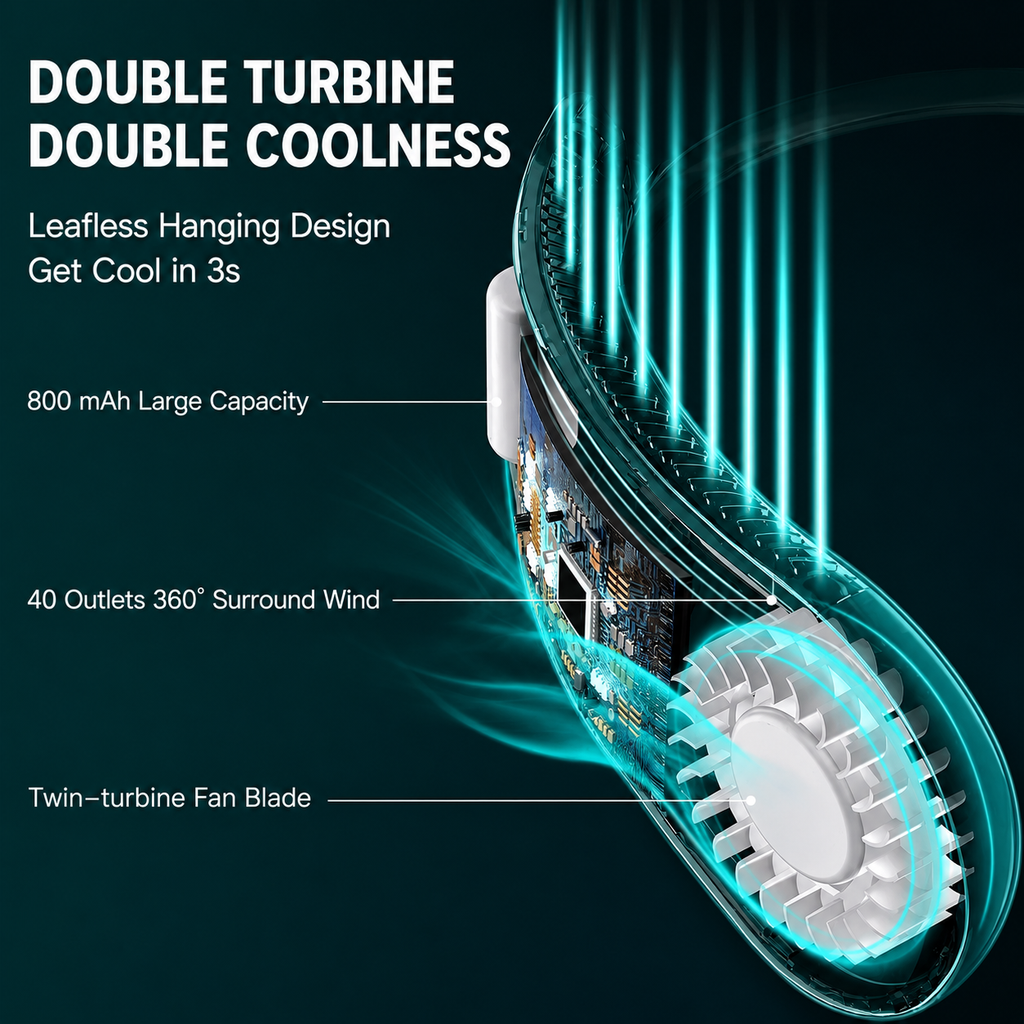 Hands-Free 360° Airflow USB Rechargeable