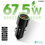 Fast Car Charger with USB PD, QC 3.0 and Super VOOC Support for All Mobile Devices