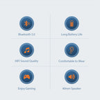 Wireless Headphones Control Button Battery Timing: 4 to 7 H